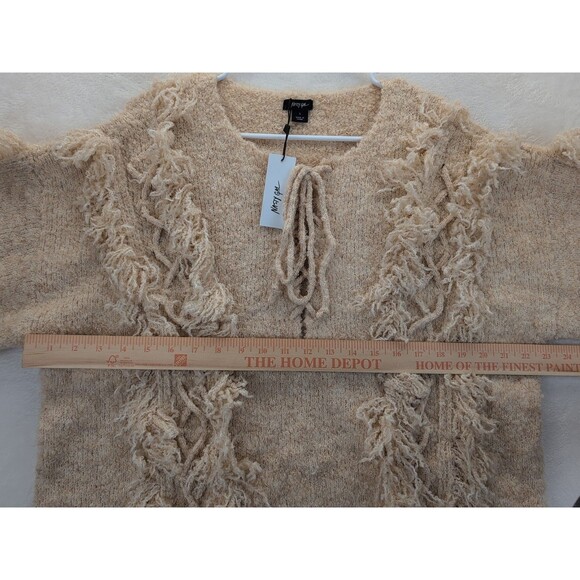 NASTY GAL Knitted Fringe Long Sleeve Pullover Lace Up Front Sweater NWT Large - Picture 6 of 10